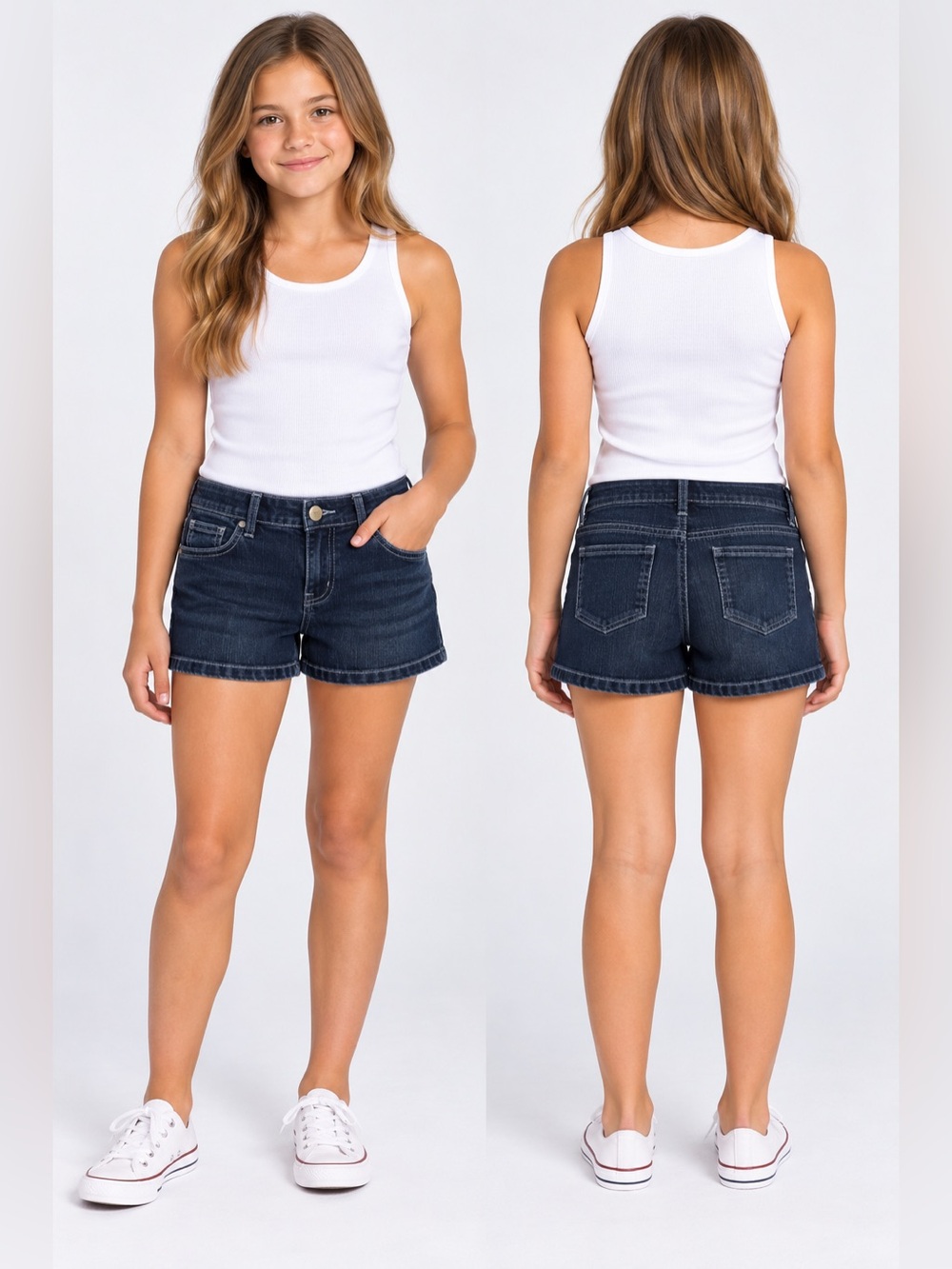 CIRCO Dark Denim Stretchy Adjustable Jean Shorts